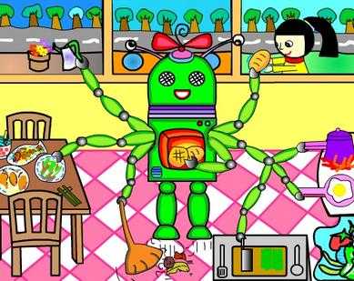 机器人和智能家居绘画（智能家居机器人简单科幻画）-图3